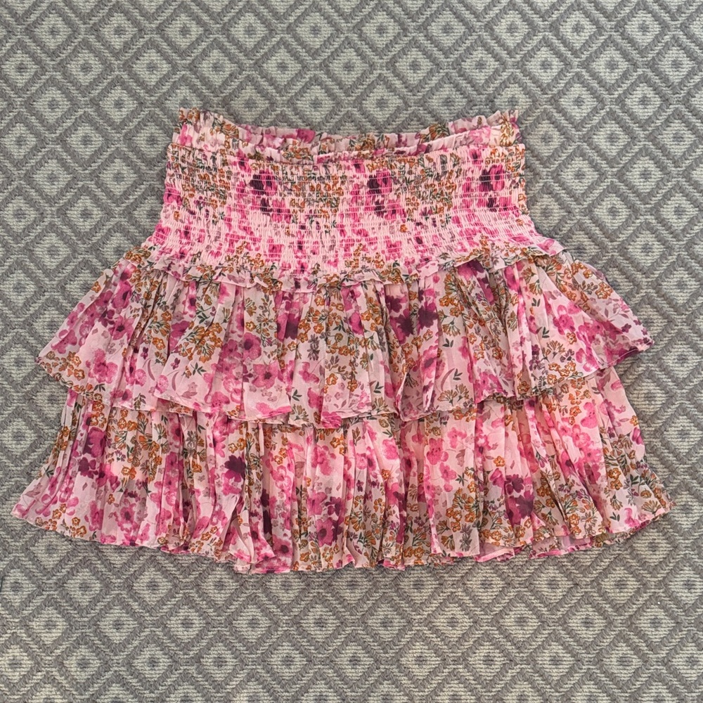 Pants Store Floral Pink Ruffled Skirt